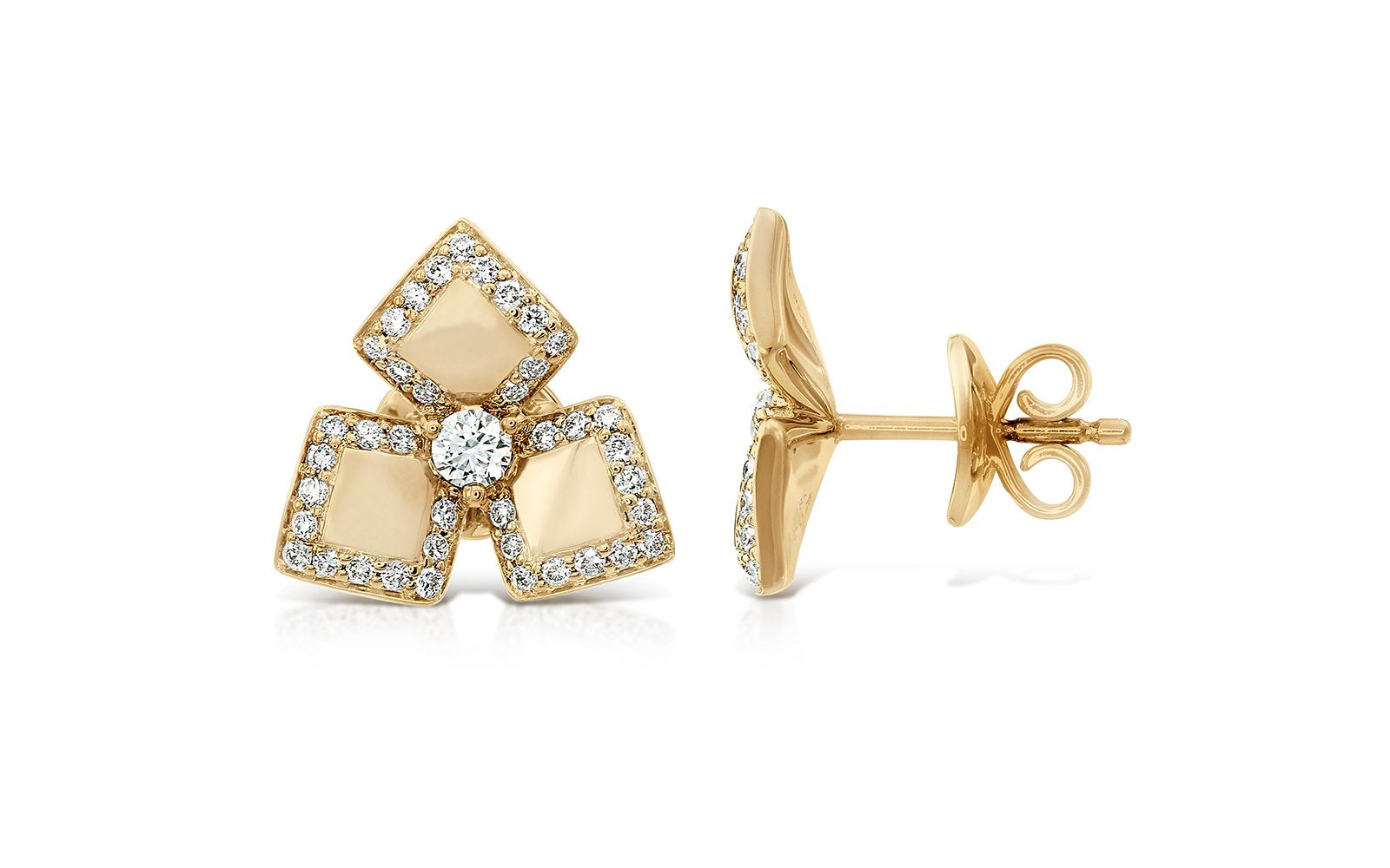 D Flawless Diamond Earrings set in 18K Yellow Gold