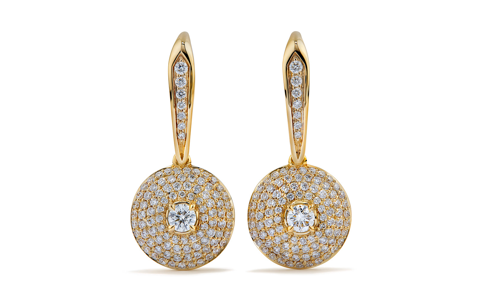 D Flawless Diamond Earrings set in 18K Yellow Gold