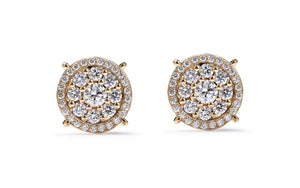 D Flawless Diamond Earrings set in 18K Yellow Gold