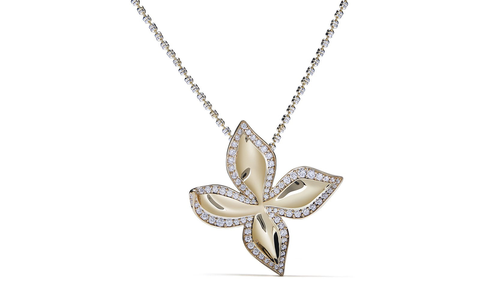 D Flawless Diamond Necklace set in 18K Yellow Gold