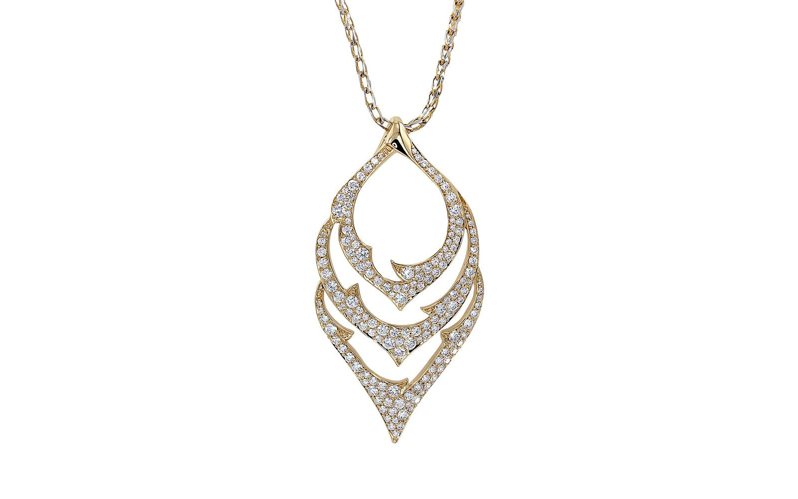 D Flawless Diamond Necklace set in 18K Yellow Gold