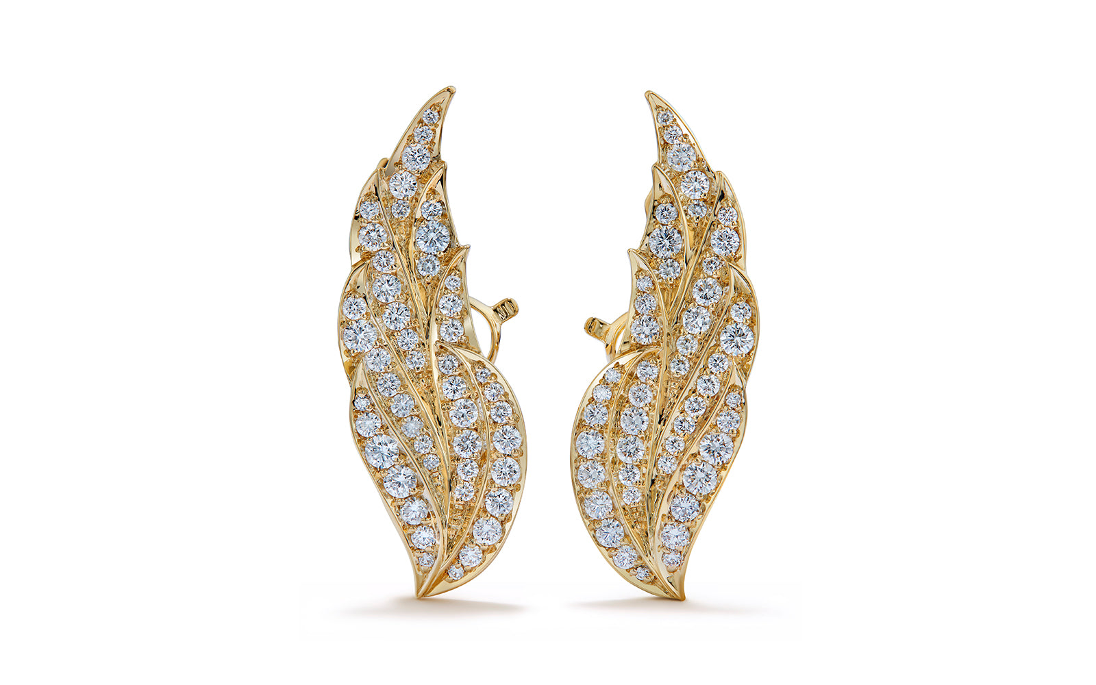 0.88ct Wings D Flawless Diamond Earrings set in 18K Yellow Gold