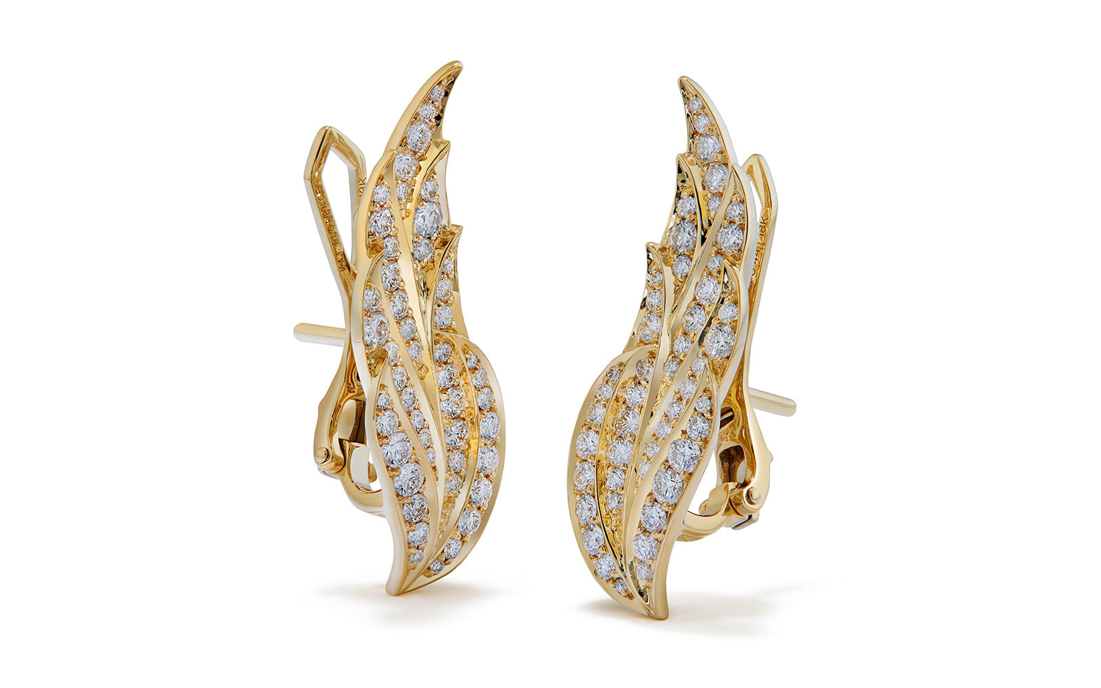 0.88ct Wings D Flawless Diamond Earrings set in 18K Yellow Gold