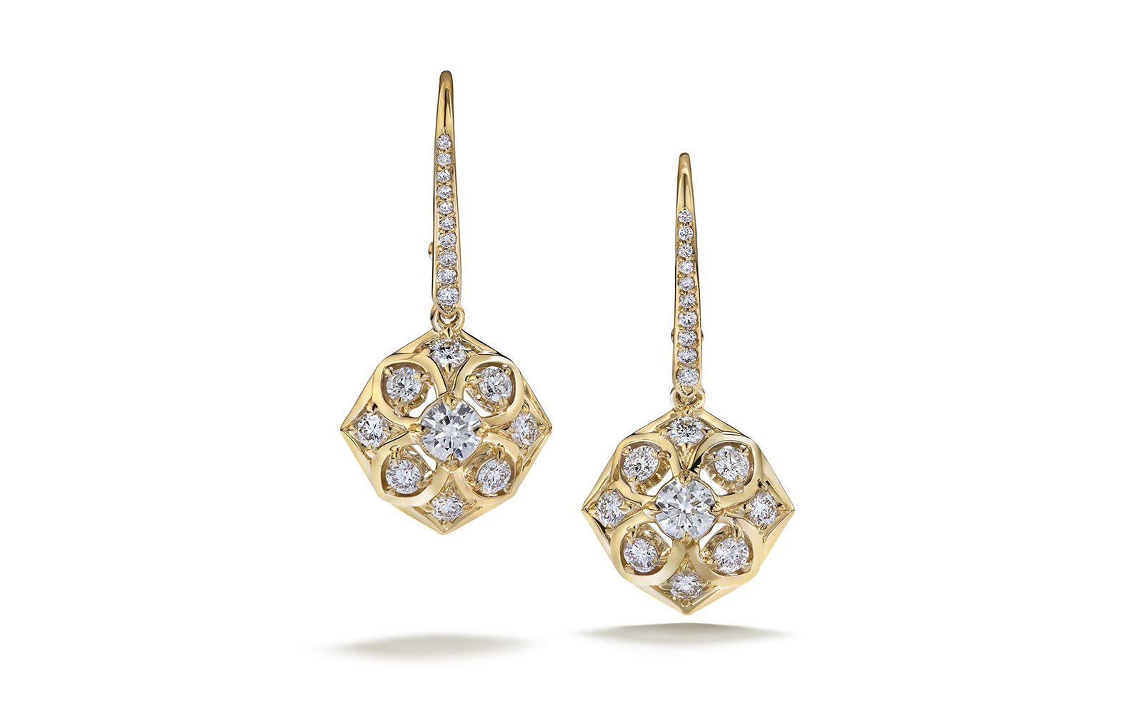 D Flawless Diamond Earrings set in 18K Yellow Gold