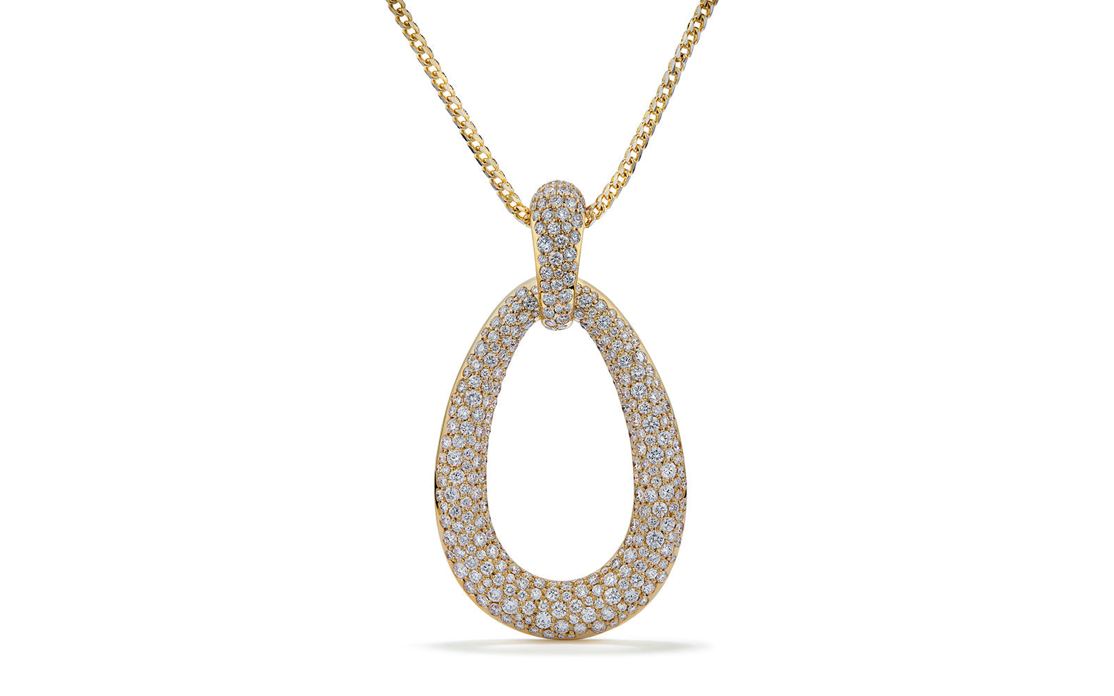 Raindrop 3.01ct D Flawless Diamond Necklace set in 18K Yellow Gold