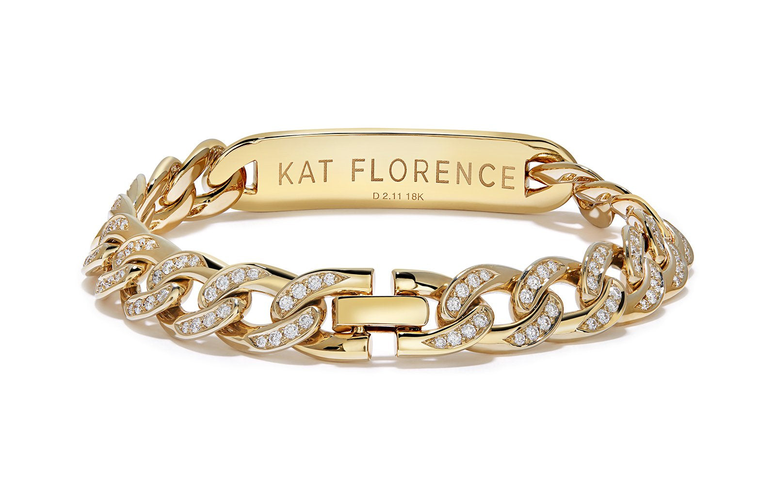 D Flawless Diamond Bracelet set in 18K Yellow Gold (Custom Engraving Available)