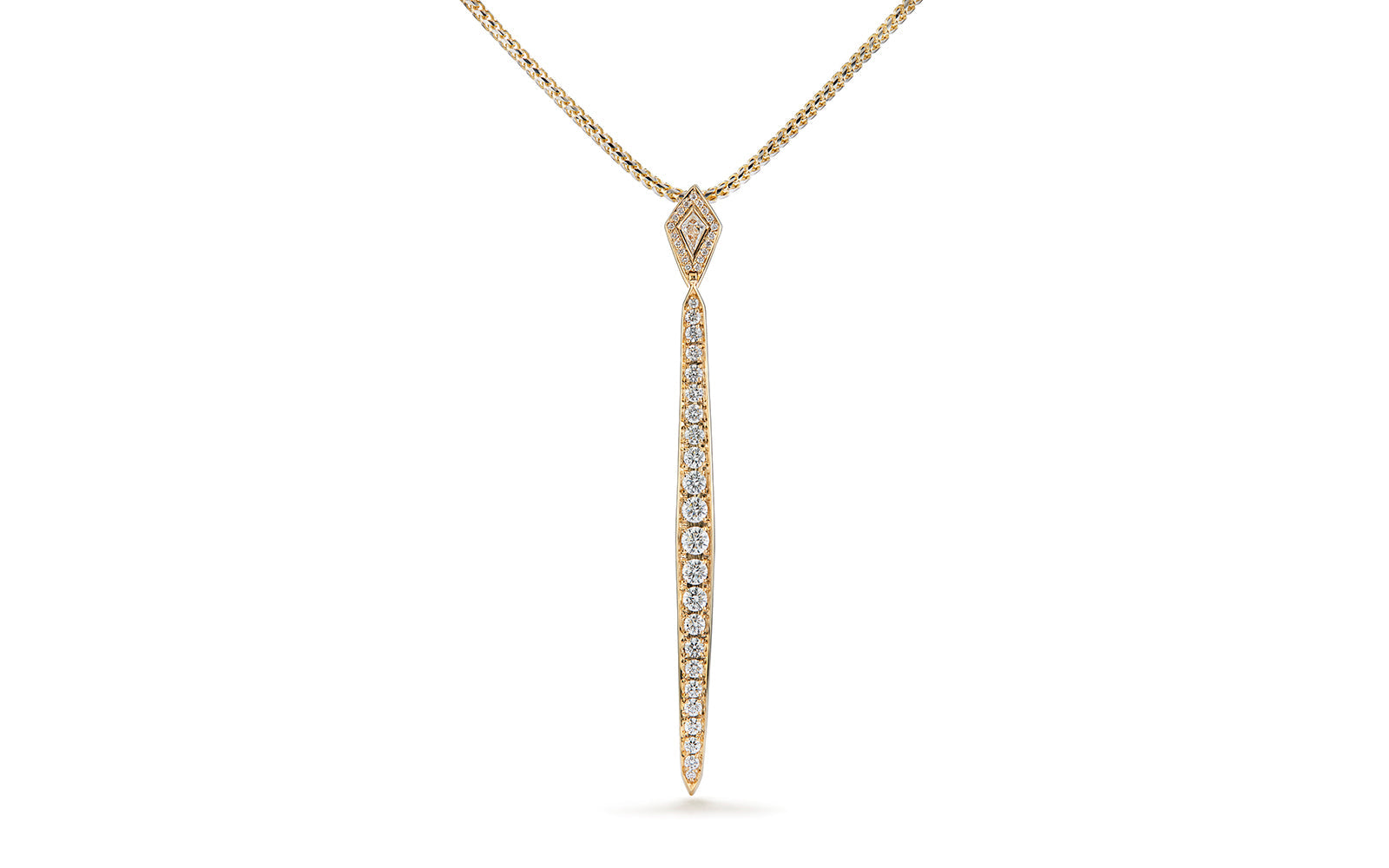 D Flawless Diamond Necklace set in 18K Yellow Gold
