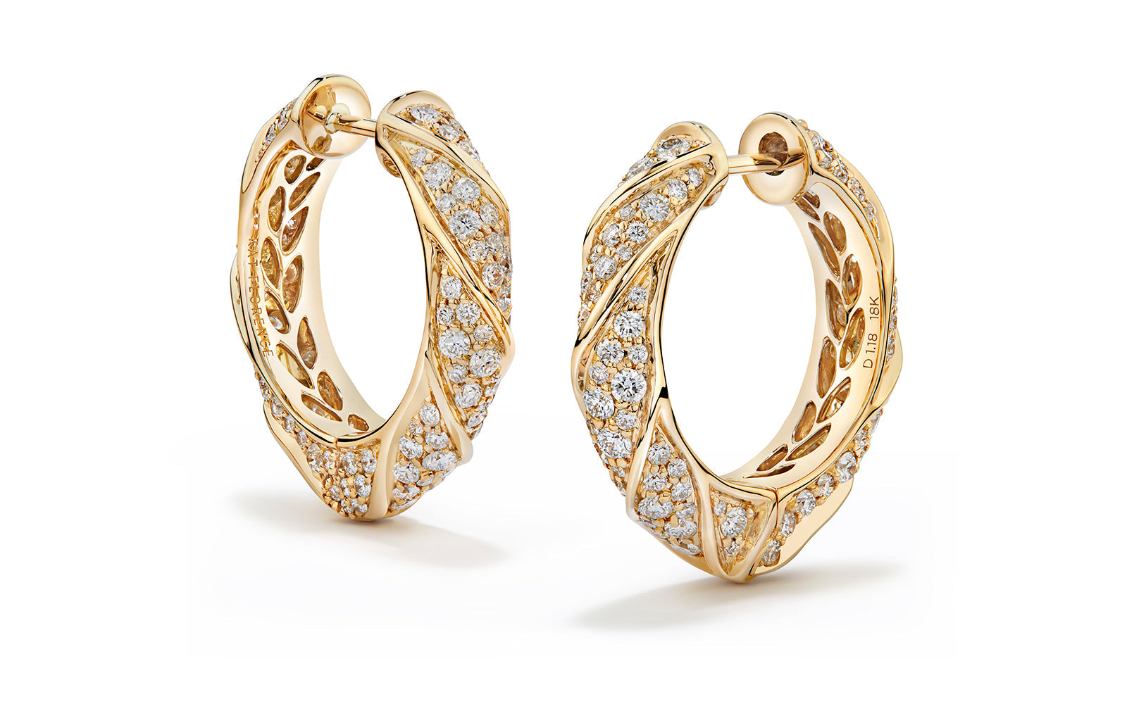 2.36ct D Flawless Diamond Earrings set in 18K Yellow Gold
