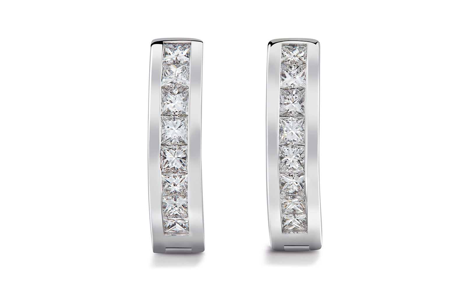 Channel 2.24ct D Flawless Diamond Earrings set in 18K White Gold