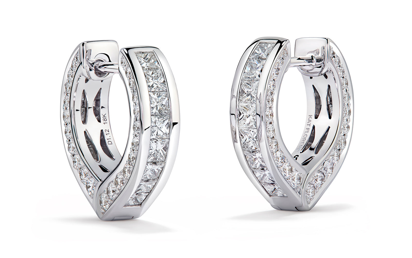 Channel 2.24ct D Flawless Diamond Earrings set in 18K White Gold