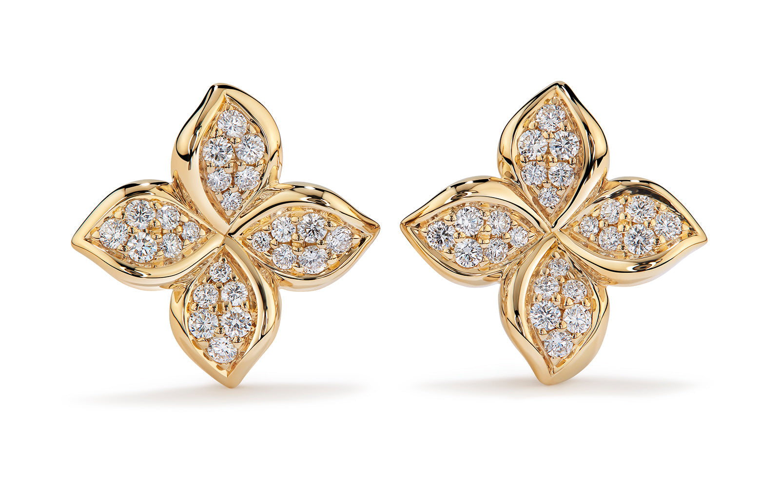 Petal 0.54ct Earrings D Flawless Diamond Earrings set in 18K Yellow Gold
