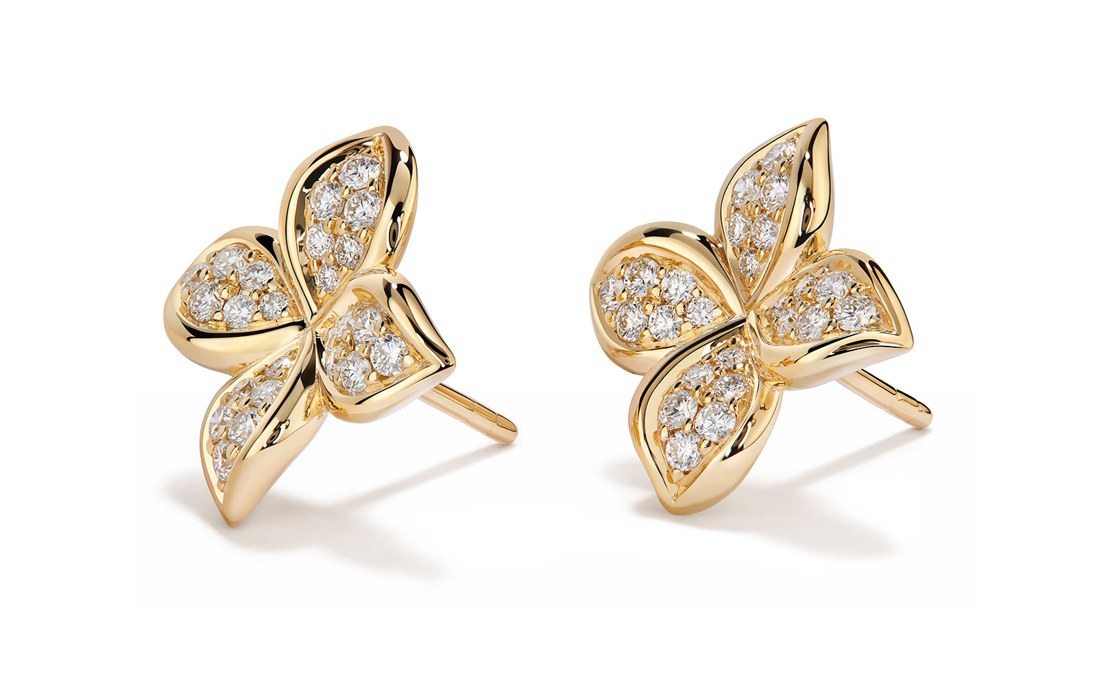Petal 0.54ct Earrings D Flawless Diamond Earrings set in 18K Yellow Gold