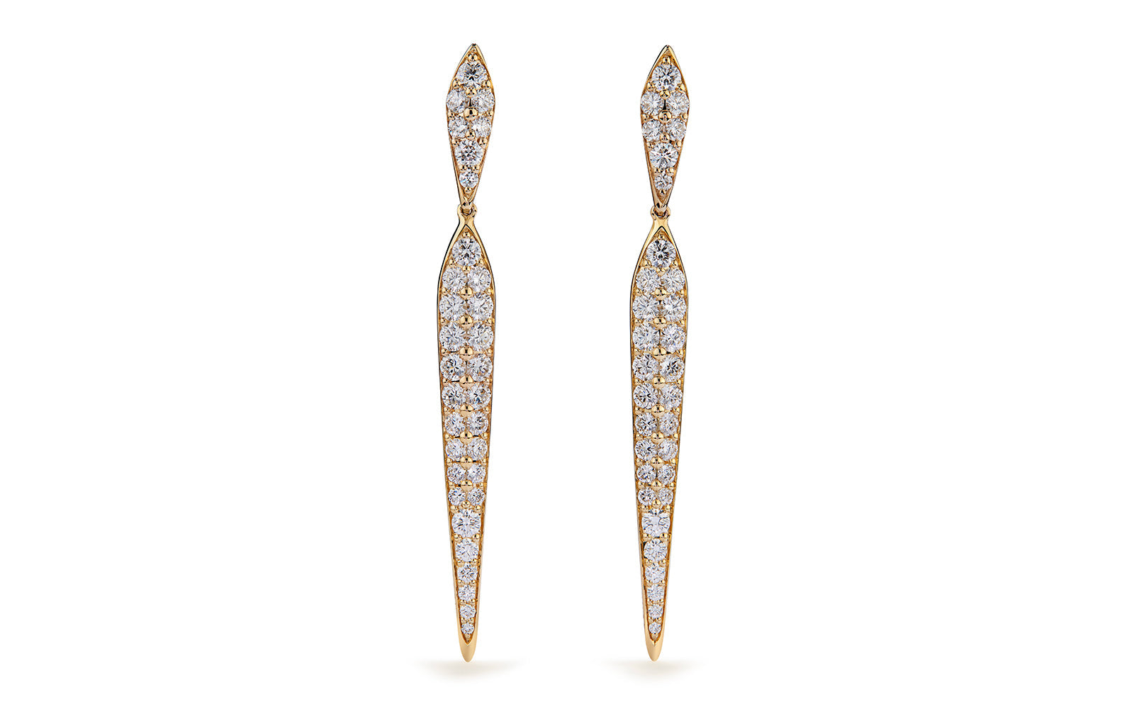 2.44ct D Flawless Diamond Earrings set in 18K Yellow Gold