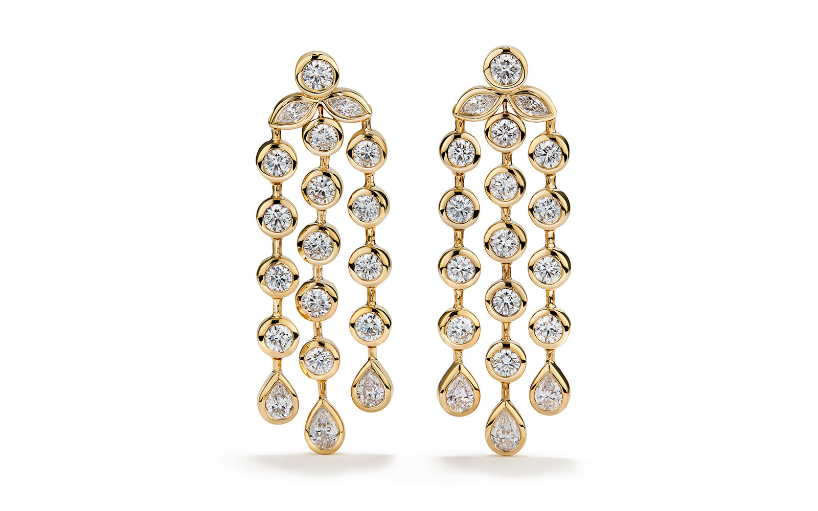 Raindrops 4.08ct D Flawless Diamond Earrings set in 18K Yellow Gold