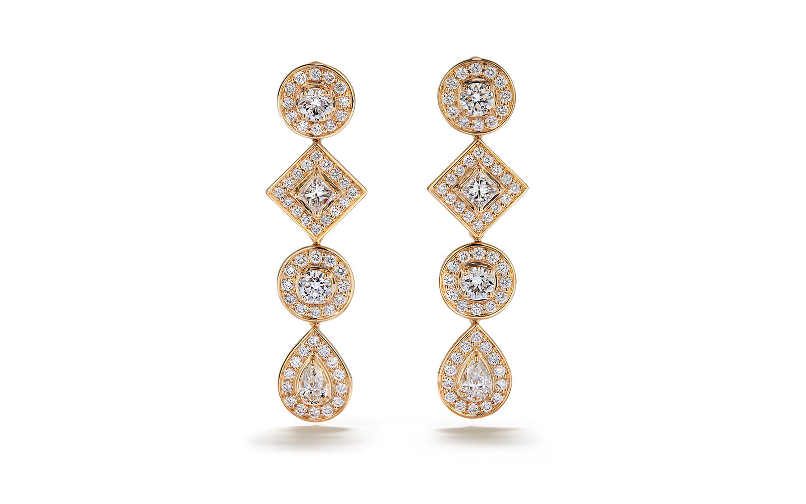 Long Diamond Drums 1.76ct D Flawless Diamond Earrings set in 18K Yellow Gold