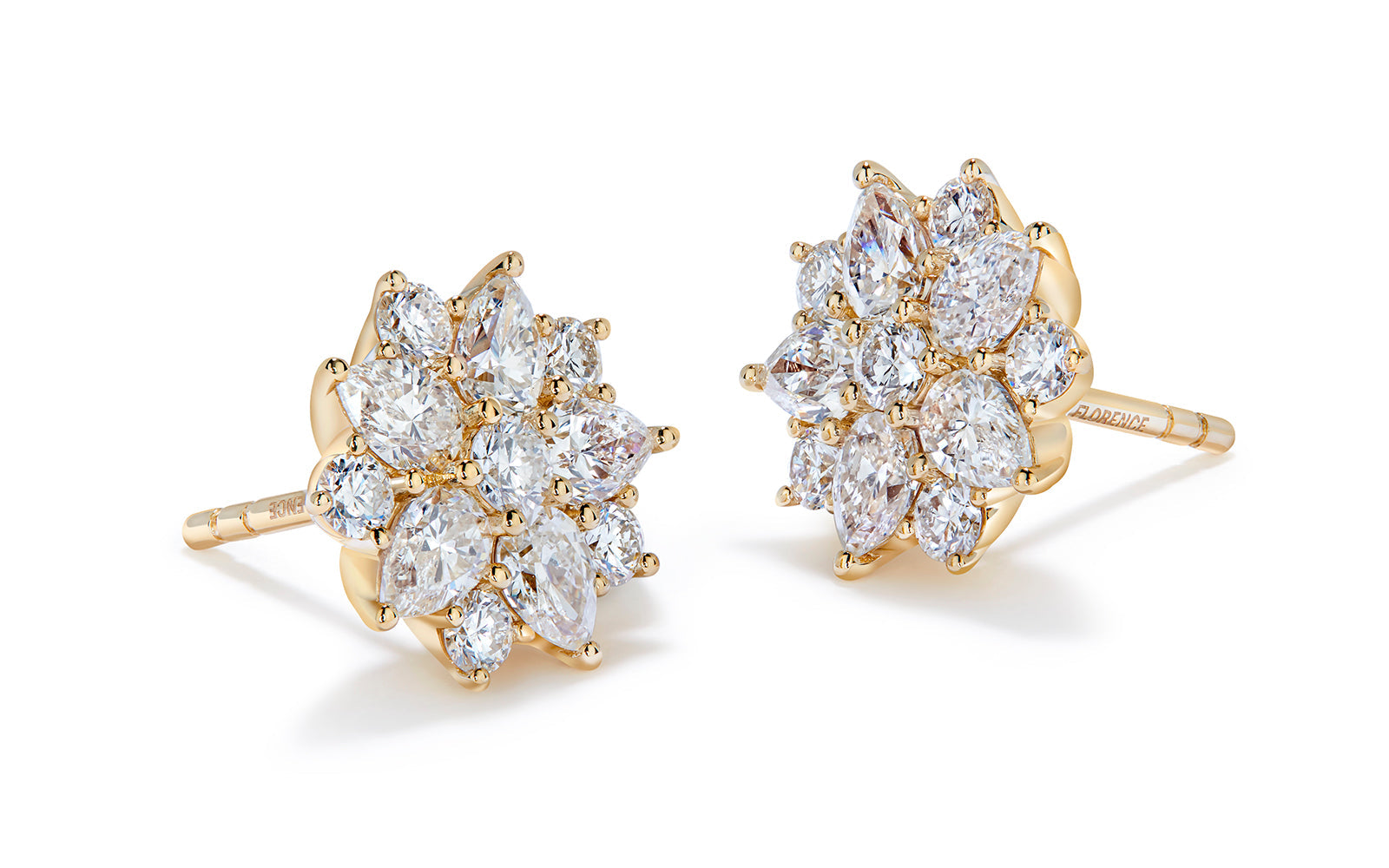 1.92ct D Flawless Diamond Earrings set in 18K Yellow Gold