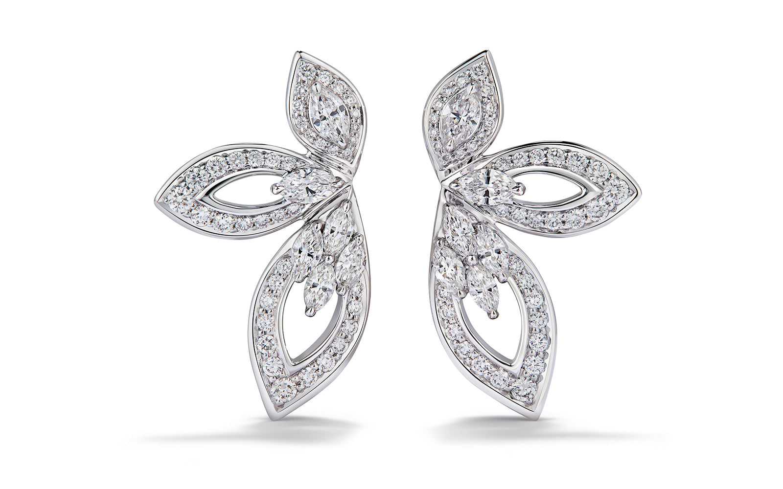 Half Orchid 1.50ct D Flawless Diamond Earrings set in 18K White Gold