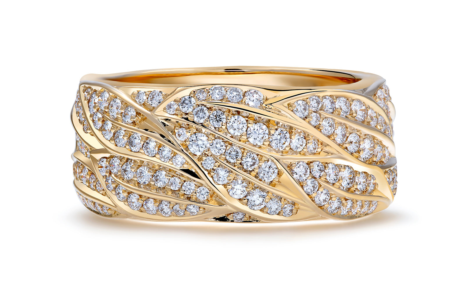 Vein 1.00ct D Flawless Diamond Ring set in 18K Yellow Gold