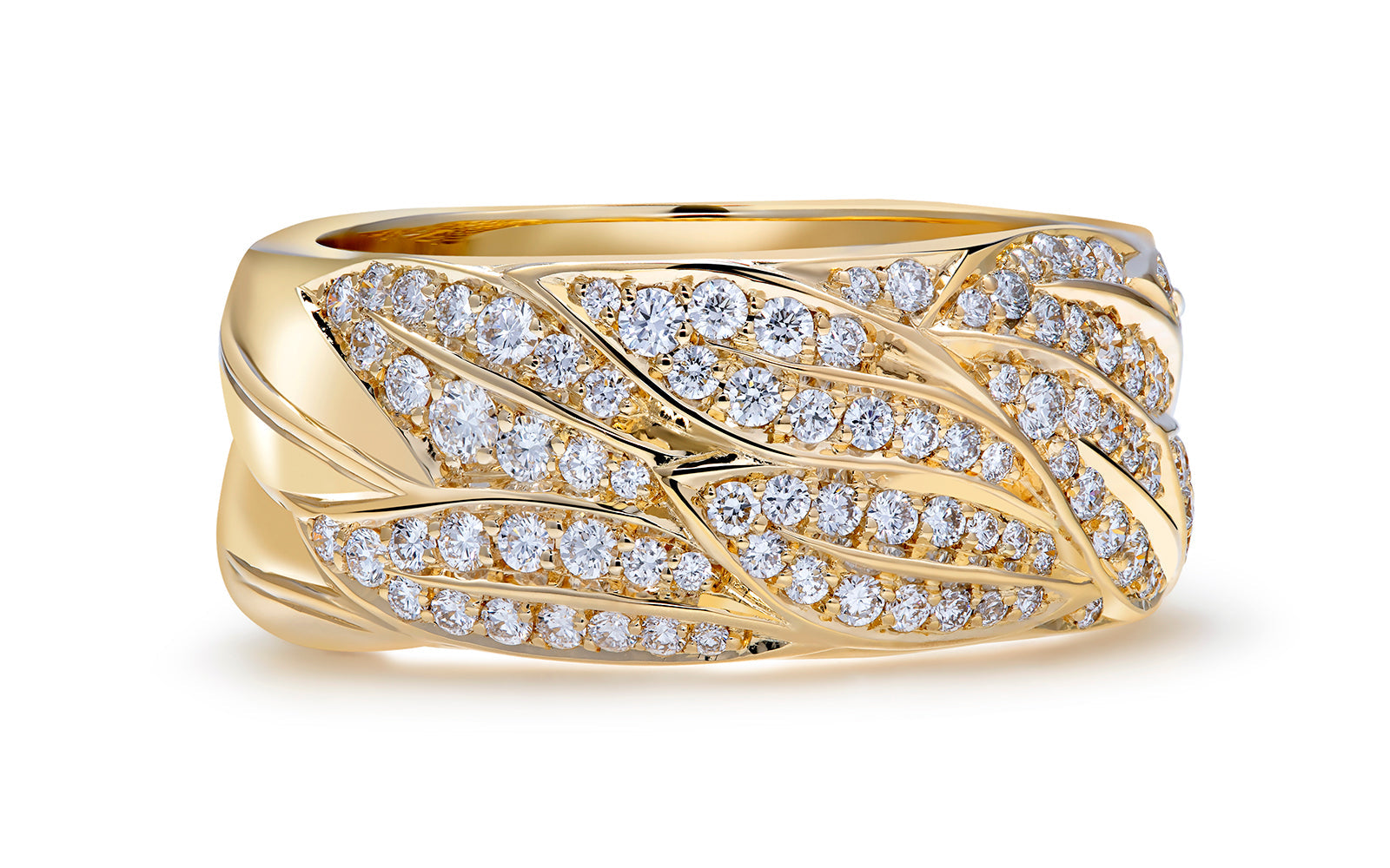 Vein 1.00ct D Flawless Diamond Ring set in 18K Yellow Gold