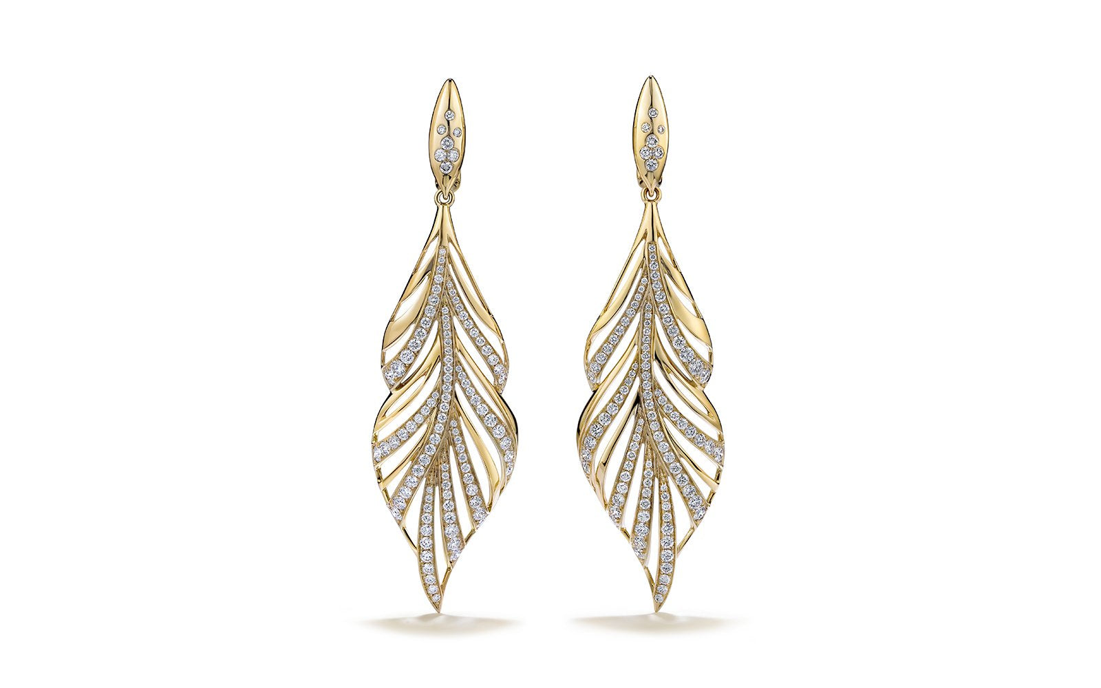 D Flawless Diamond Earrings set in 18K Yellow Gold