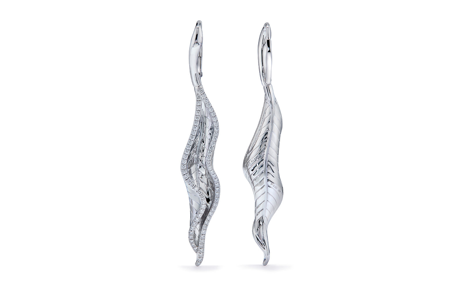Autumn Leaves 0.60ct D Flawless Diamond Earrings set in 18K White Gold