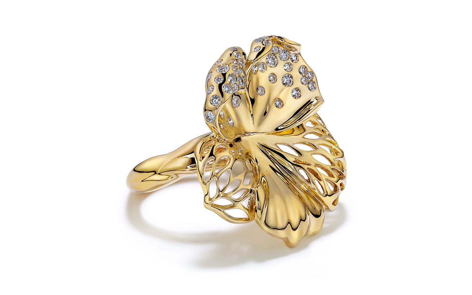 Blossom 0.72ct D Flawless Diamond Ring set in 18K Yellow Gold