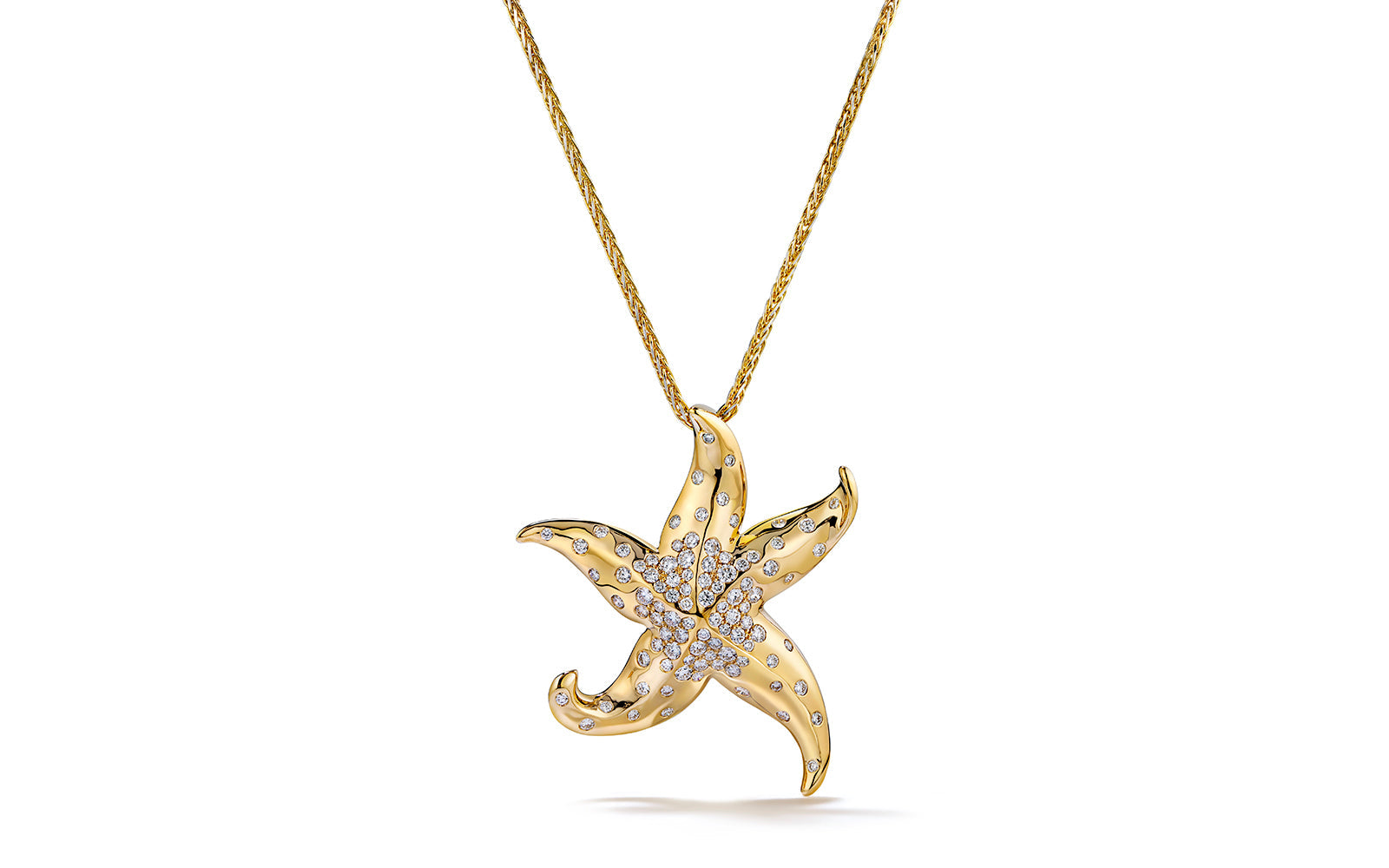 StarFish 1.20ct D Flawless Diamond Necklace set in 18K Yellow Gold