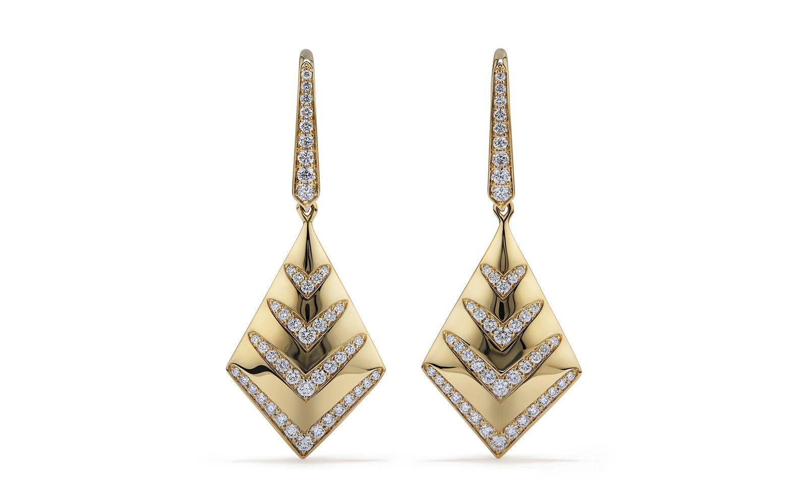 D Flawless Diamond Earrings set in 18K Yellow Gold