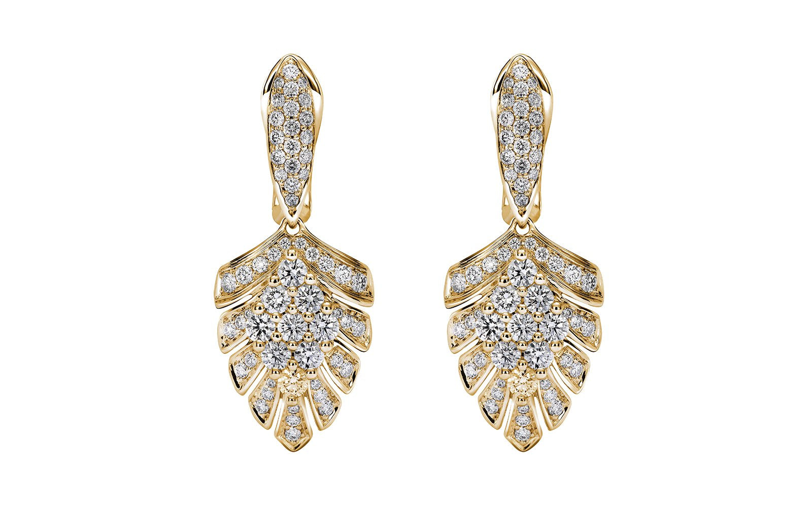 D Flawless Diamond Earrings set in 18K Yellow Gold