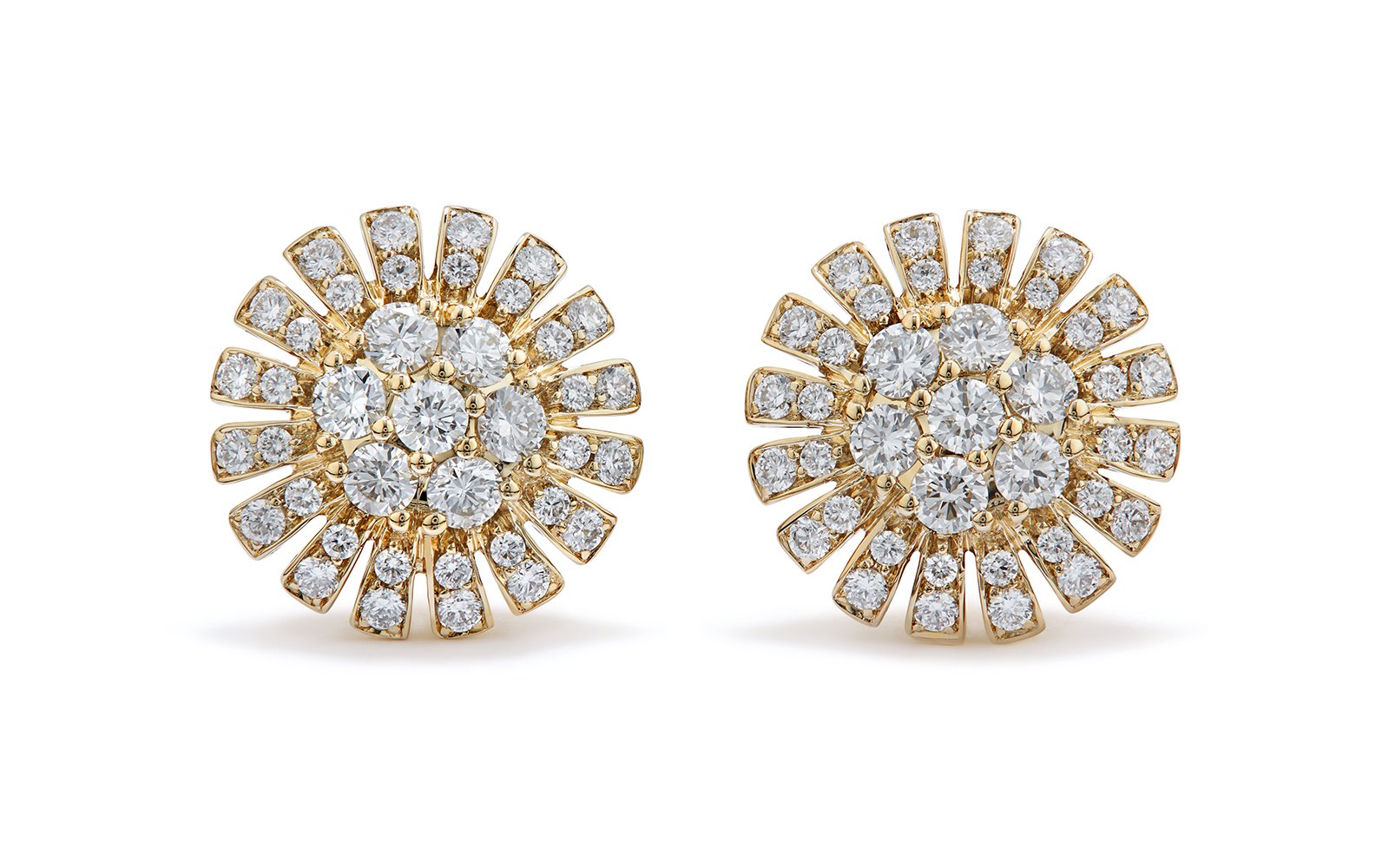 D Flawless Diamond Earrings set in 18K Yellow Gold