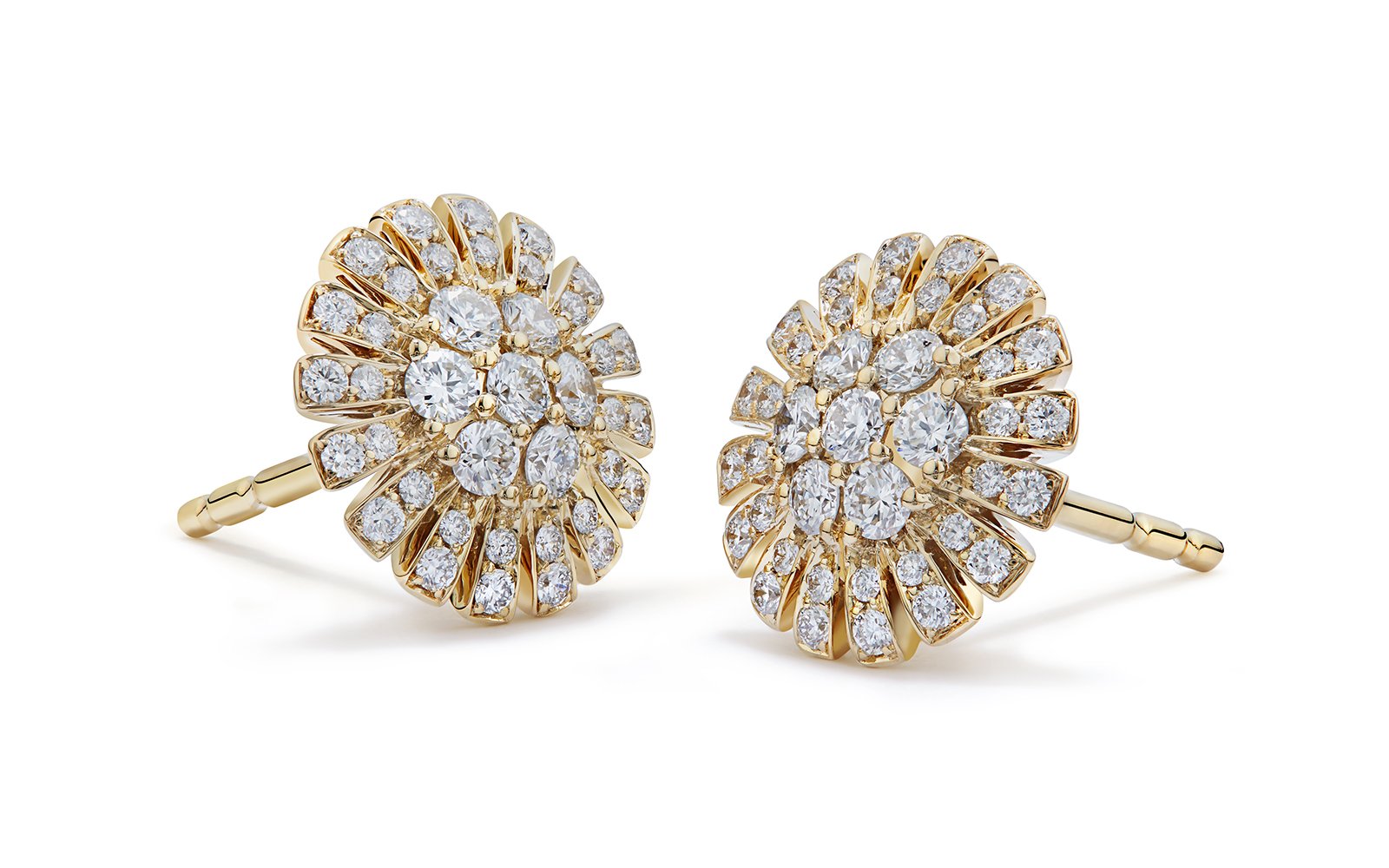 D Flawless Diamond Earrings set in 18K Yellow Gold