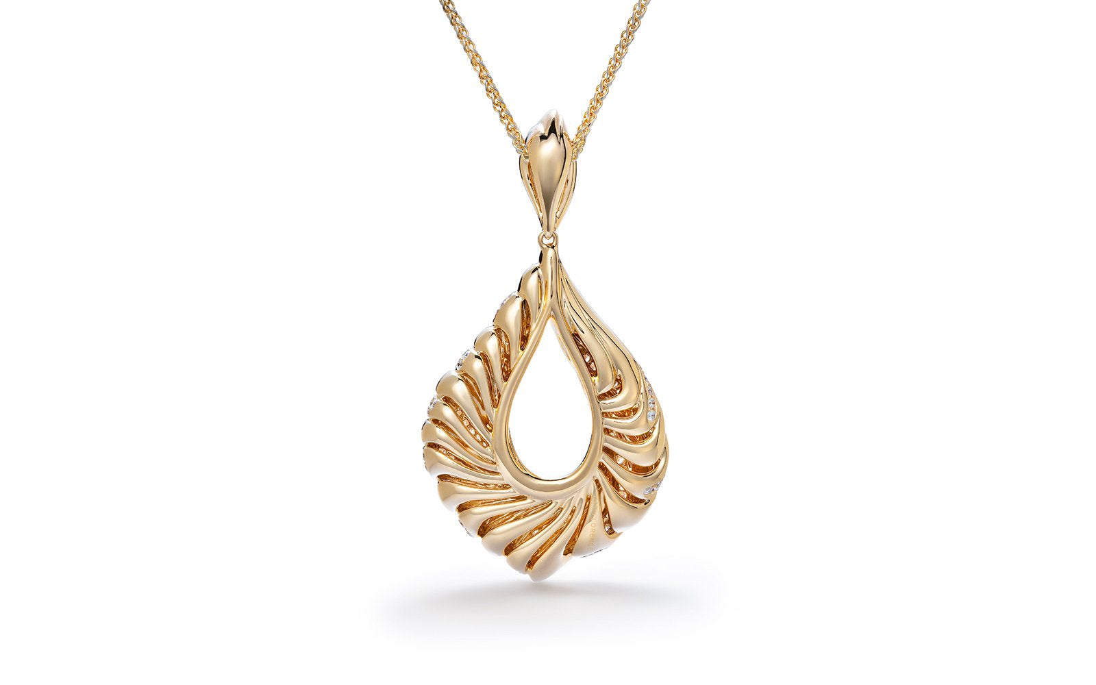 D Flawless Diamond Necklace set in 18K Yellow Gold