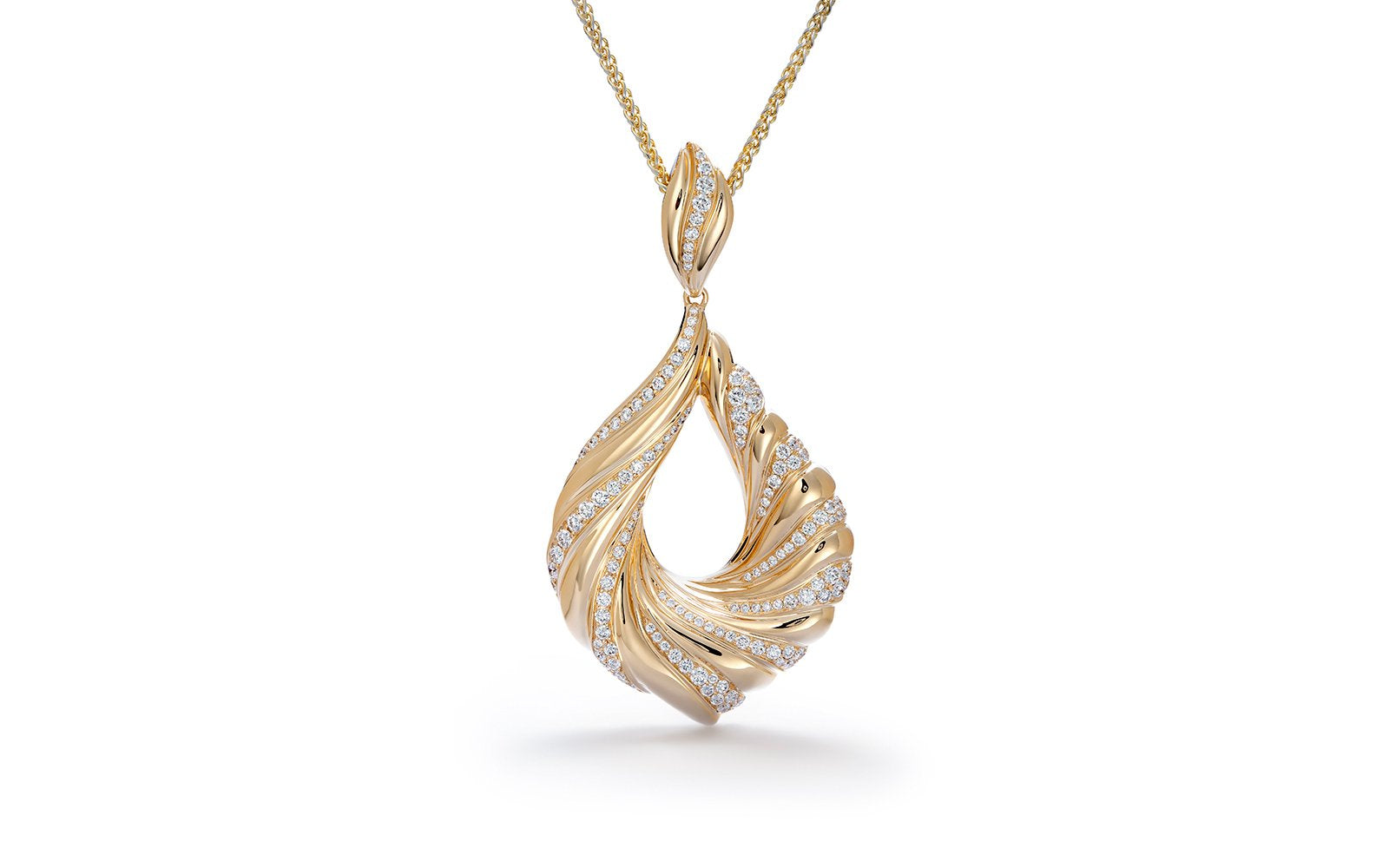 D Flawless Diamond Necklace set in 18K Yellow Gold