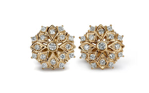 0.74ct Cherry Blossom D Flawless Diamond Earrings set in 18K Yellow Gold