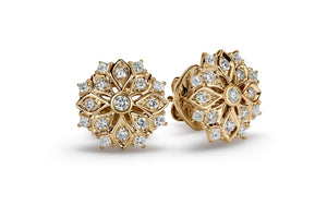 0.74ct Cherry Blossom D Flawless Diamond Earrings set in 18K Yellow Gold