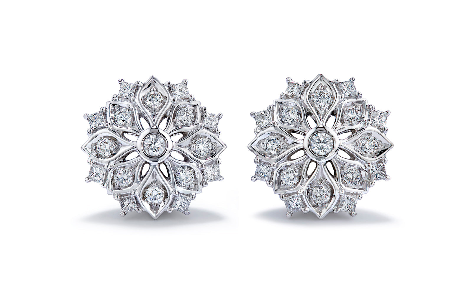 0.74ct Cherry Blossom D Flawless Diamond Earrings set in 18K White Gold
