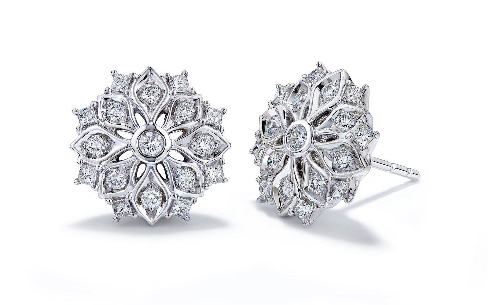 0.74ct Cherry Blossom D Flawless Diamond Earrings set in 18K White Gold