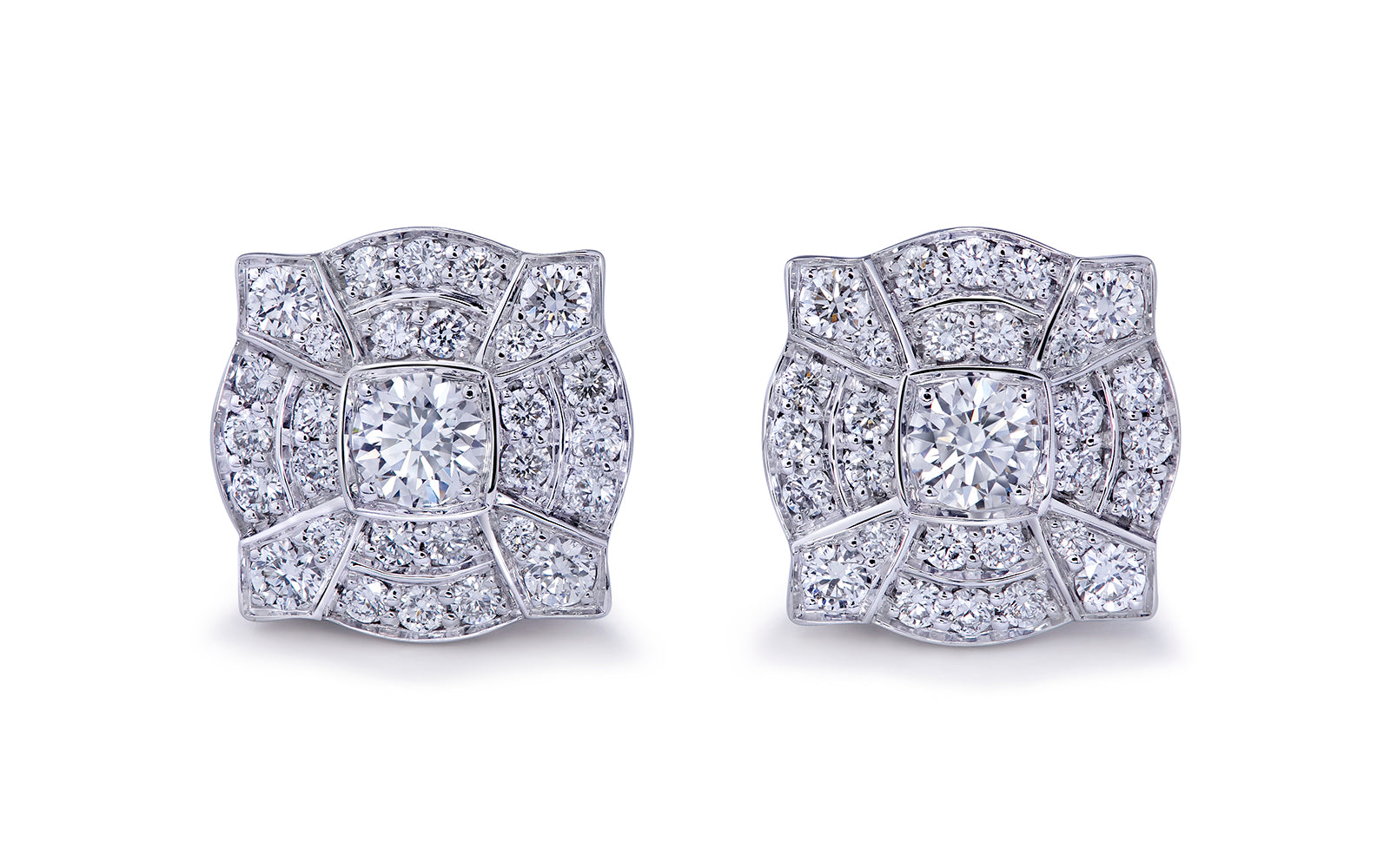 D Flawless Diamond Earrings set in 18K White Gold