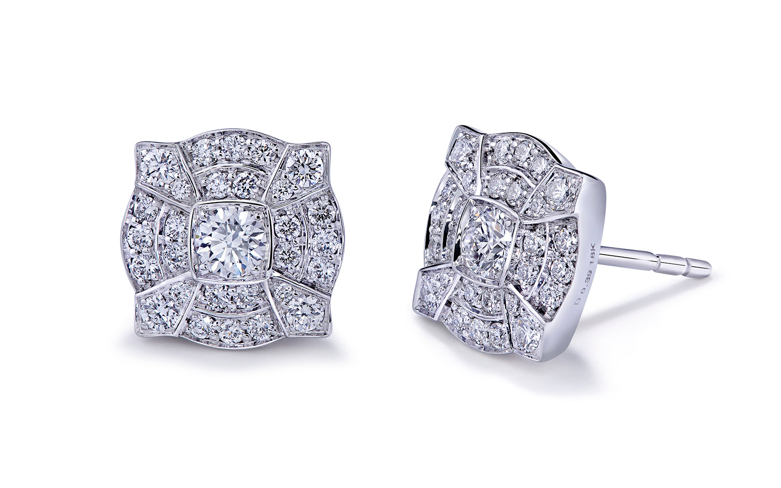 D Flawless Diamond Earrings set in 18K White Gold