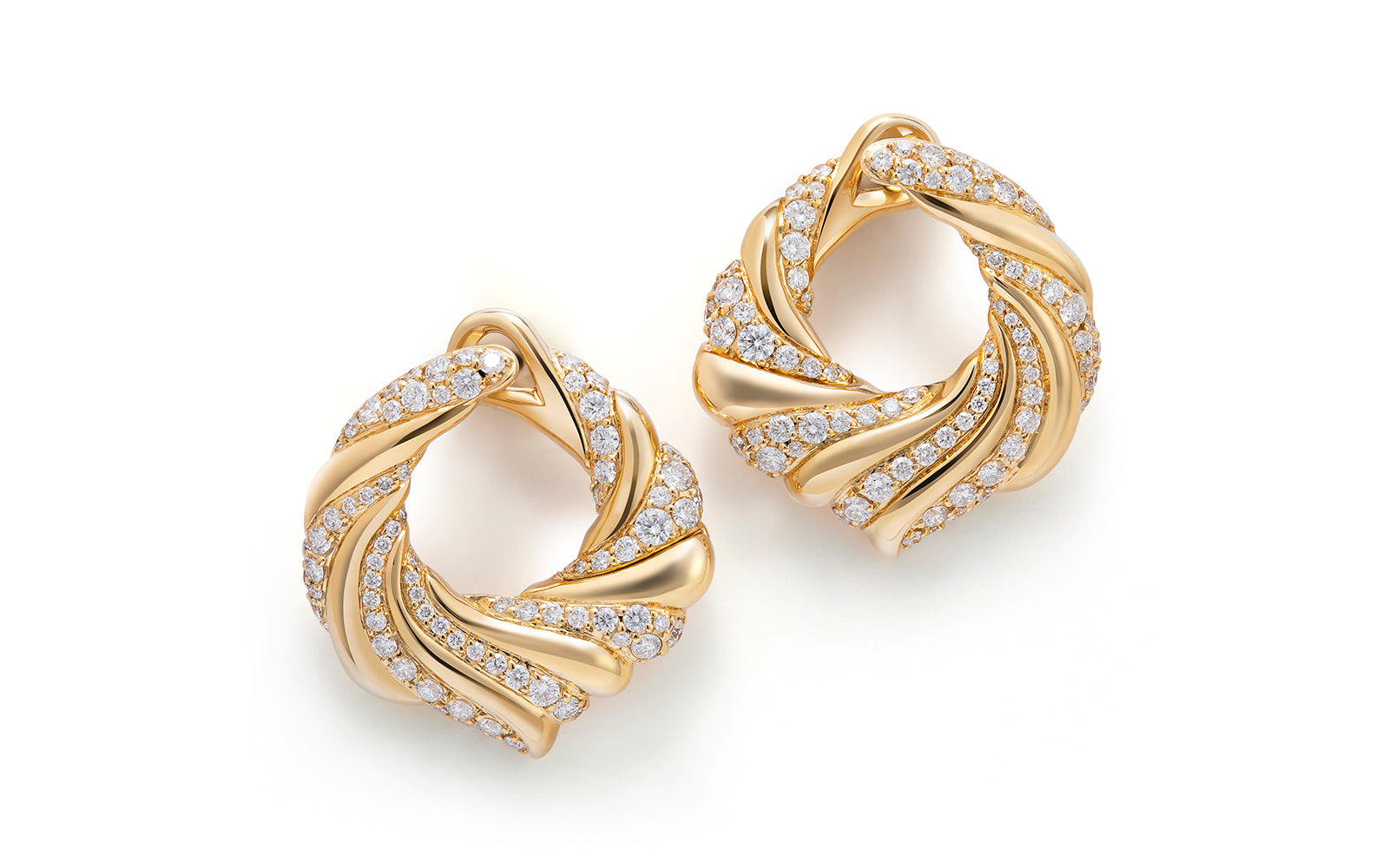 1.52ct Circle of Life D Flawless Diamond Earrings set in 18K Yellow Gold