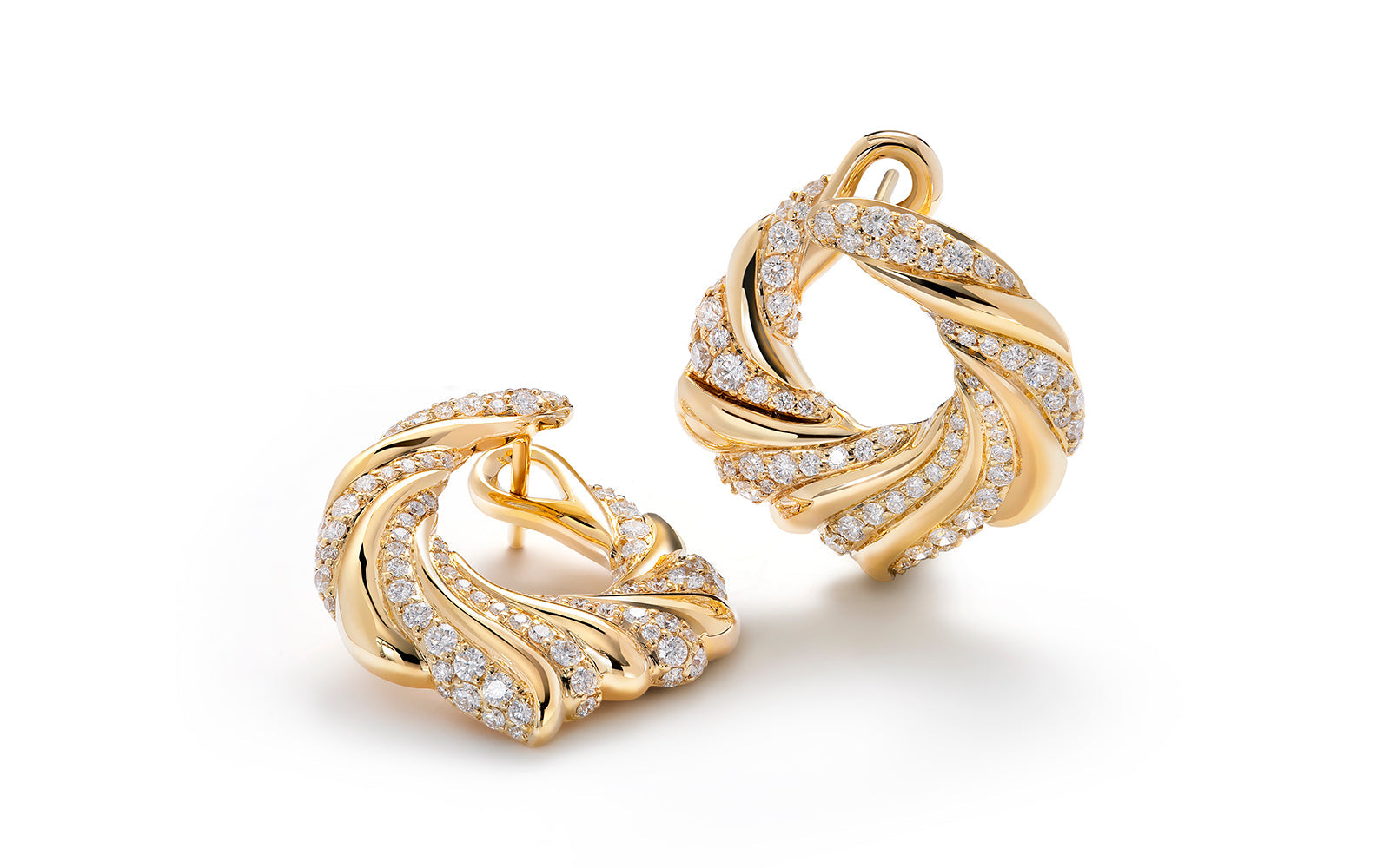 1.52ct Circle of Life D Flawless Diamond Earrings set in 18K Yellow Gold