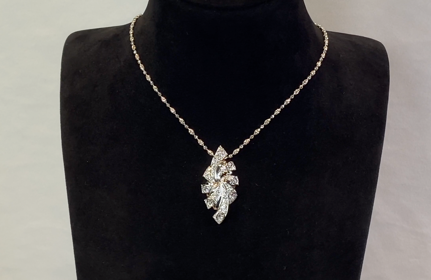 D Flawless Diamond Necklace set in 18K White Gold