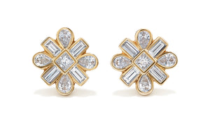 D Flawless Diamond Earrings set in 18K Yellow Gold