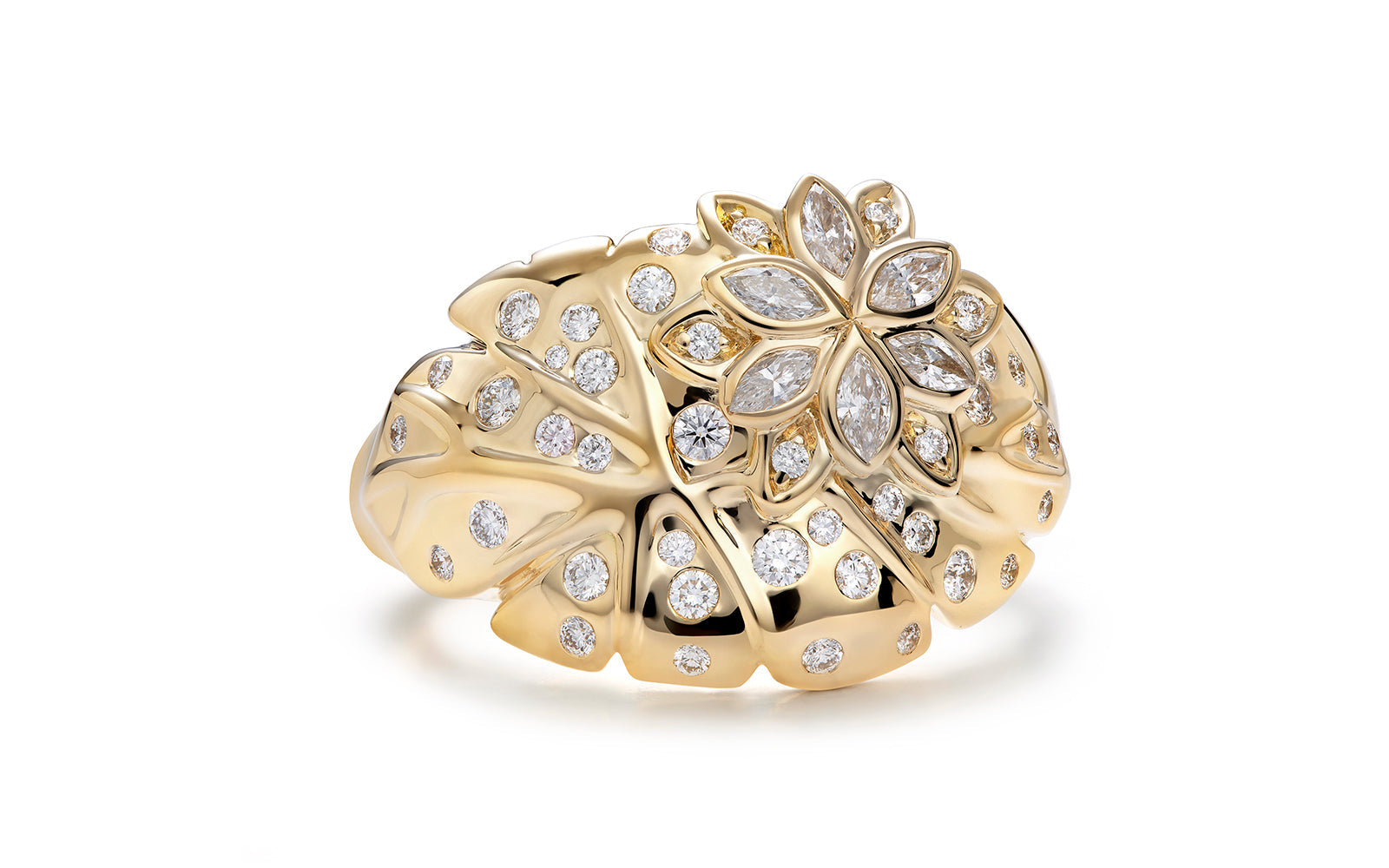 0.56ct LilyPad D Flawless Diamond Ring set in 18K Yellow Gold