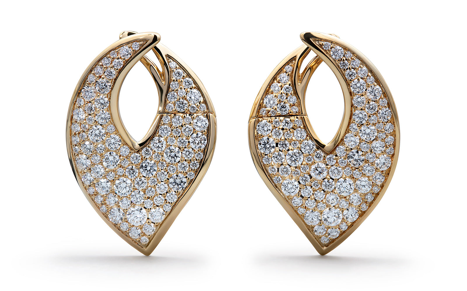 Waves 3.06ct D Flawless Diamond Earrings set in 18K Yellow Gold