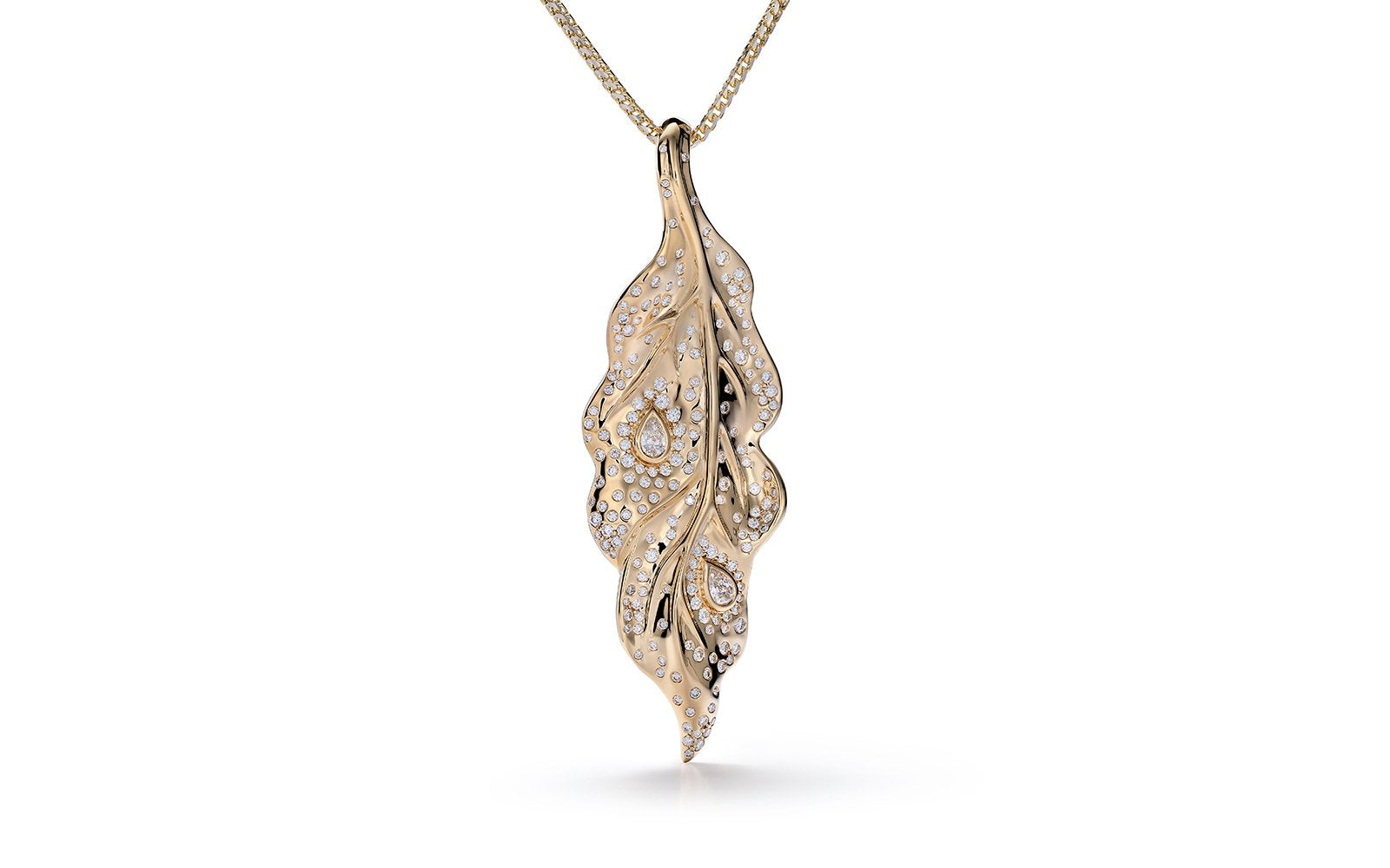 D Flawless Diamond Necklace set in 18K Yellow Gold