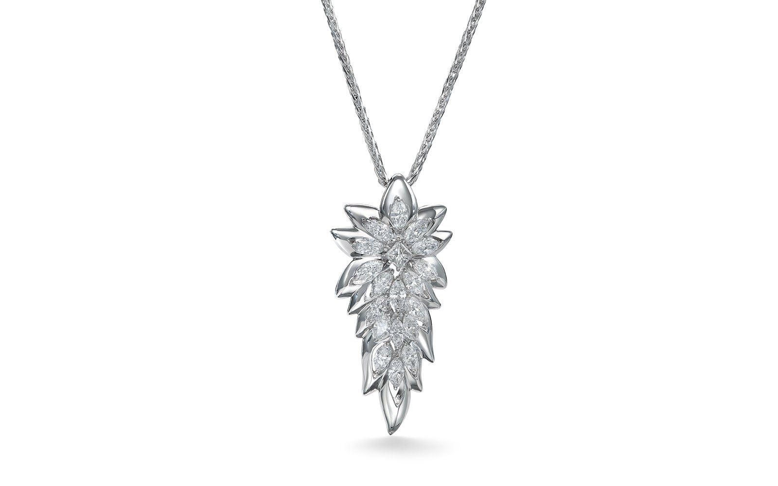 D Flawless Diamond Necklace set in 18K White Gold