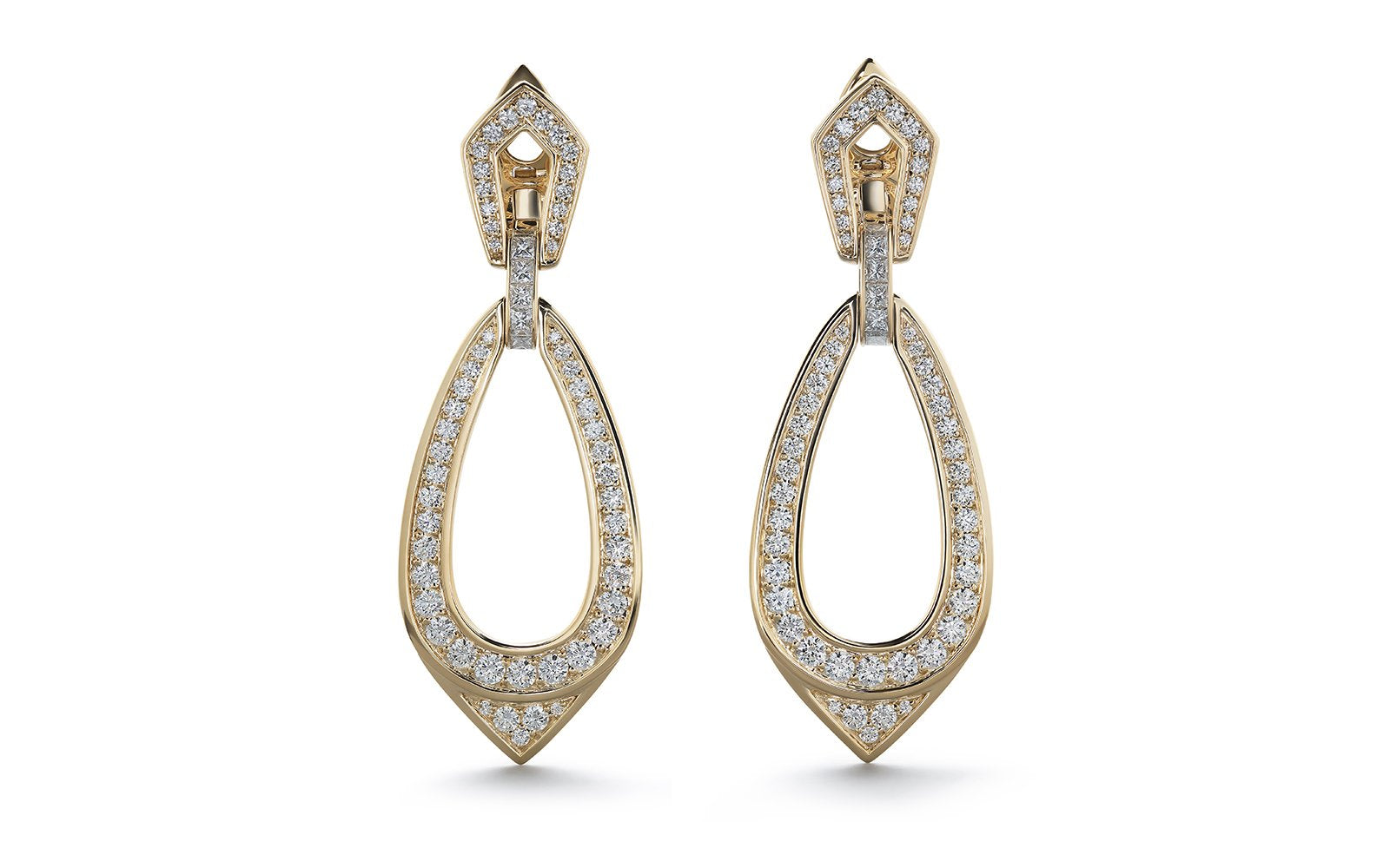 D Flawless Diamond Earrings set in 18K Yellow Gold
