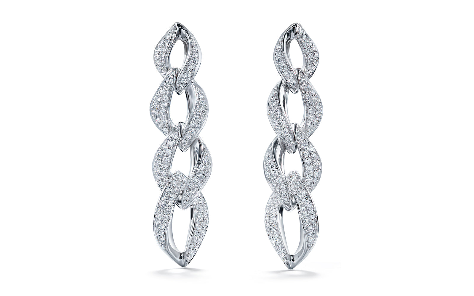 Connected 1.36ct D Flawless Diamond Earrings set in 18K White Gold