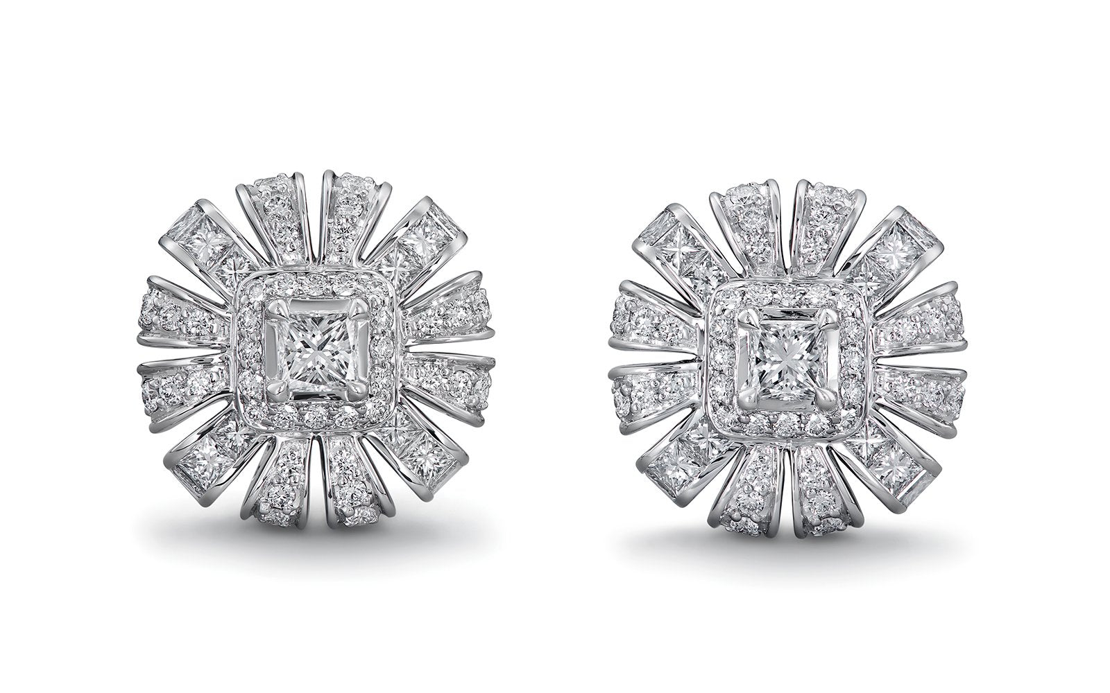 D Flawless Diamond Earrings set in 18K White Gold